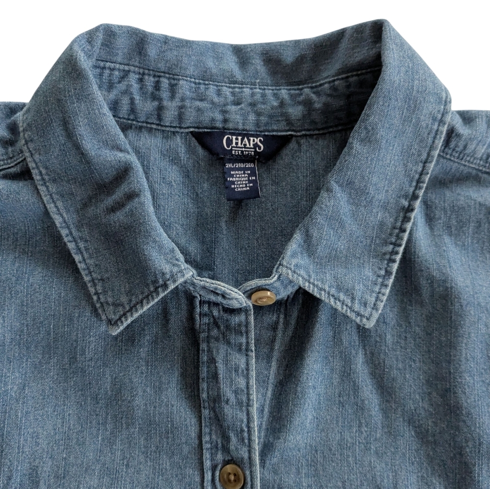 Chaps Chambray Button Up Shirt Size 2XL - Picture 5 of 10